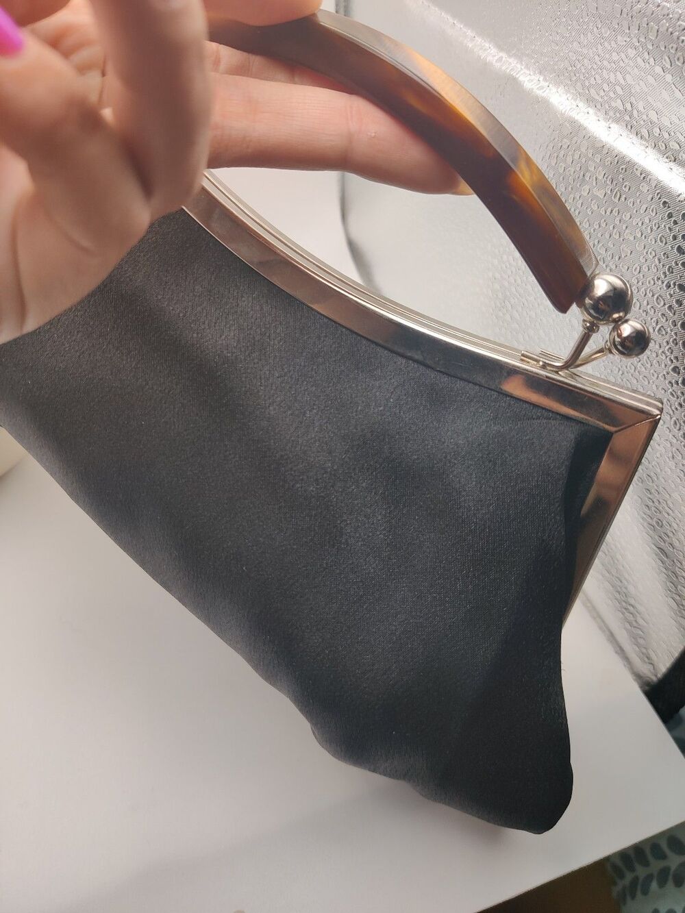 Bijoux terner Vintage style black clutch purse 50s era like new